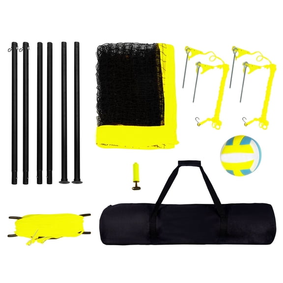Professional Volleyball Set with Adjustable Steel Poles, Heavy Duty Net, PVC Ball, Pump & Carry Bag for Backyard, Beach, Lawn Games
