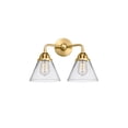 thumbnail image 2 of Innovations Lighting  Nouveau 2 Cone - 2 Light 16" Bath Vanity Light Clear/Satin Gold, 2 of 5