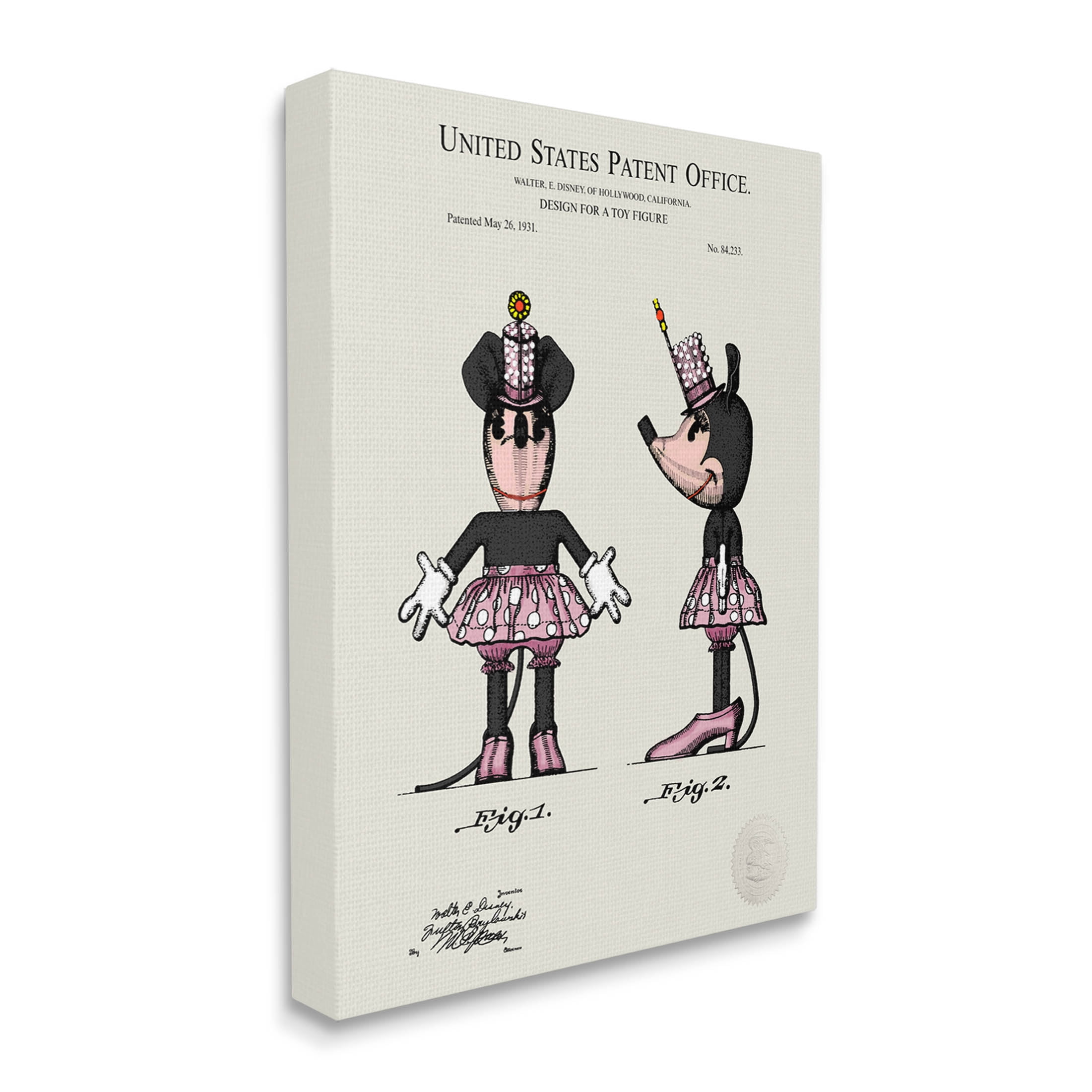 Stupell Industries Pink Mouse Character Patent Graphic Art Gallery Wrapped Canvas Print Wall Art, Design by Karl Hronek