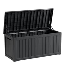 MEOOEM 230 Gallon Large Outdoor Storage XXL Deck Box for Patio Furniture, Outdoor Cushions, Garden Tools and Sports/Pools Equipment, Waterproof Resin, Lockable, Black