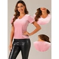 thumbnail image 2 of DARING DIVA Women's Velvet Top Short Sleeve Casual T-Shirt XS Pink, 2 of 6
