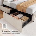 thumbnail image 5 of Ourlova Queen Size Bed Frame with 4 Storage Drawers, Upholstered Platform Bed Frame with Adjustable Headboard, Diamond Stitched Button Tufted, Wood Slats Support, No Box Spring Needed, 5 of 5