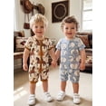 thumbnail image 4 of BemeyourBBs Western Baby Spring Summer Fall Clothes Newborn Baby Boy Girl Cowboy Cowgirl Outfit Romper Horse Print Short Sleeve Zip-up Full Length Jumpsuit, 4 of 9