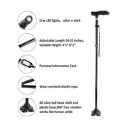 MoonSun Foldable Walking Cane, T Handle Portable Adjustable Folding Canes for Men Women Home, 360 Pivoting Quad Rubber Base