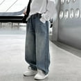 thumbnail image 4 of Cowsor Boy's Baggy Jeans Y2K Vintage Wide Leg Denim Pants Hip Hop Skater Jeans Loose Fit Trousers 2000s Streetwear, 4 of 6