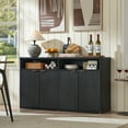 thumbnail image 5 of Fluted Sideboard, Storage Buffet Cabinet with Doors, 55" TV Cabinet for Living Room with Adjustable Shelves, Wooden Accent Cabinet, Black, 5 of 8