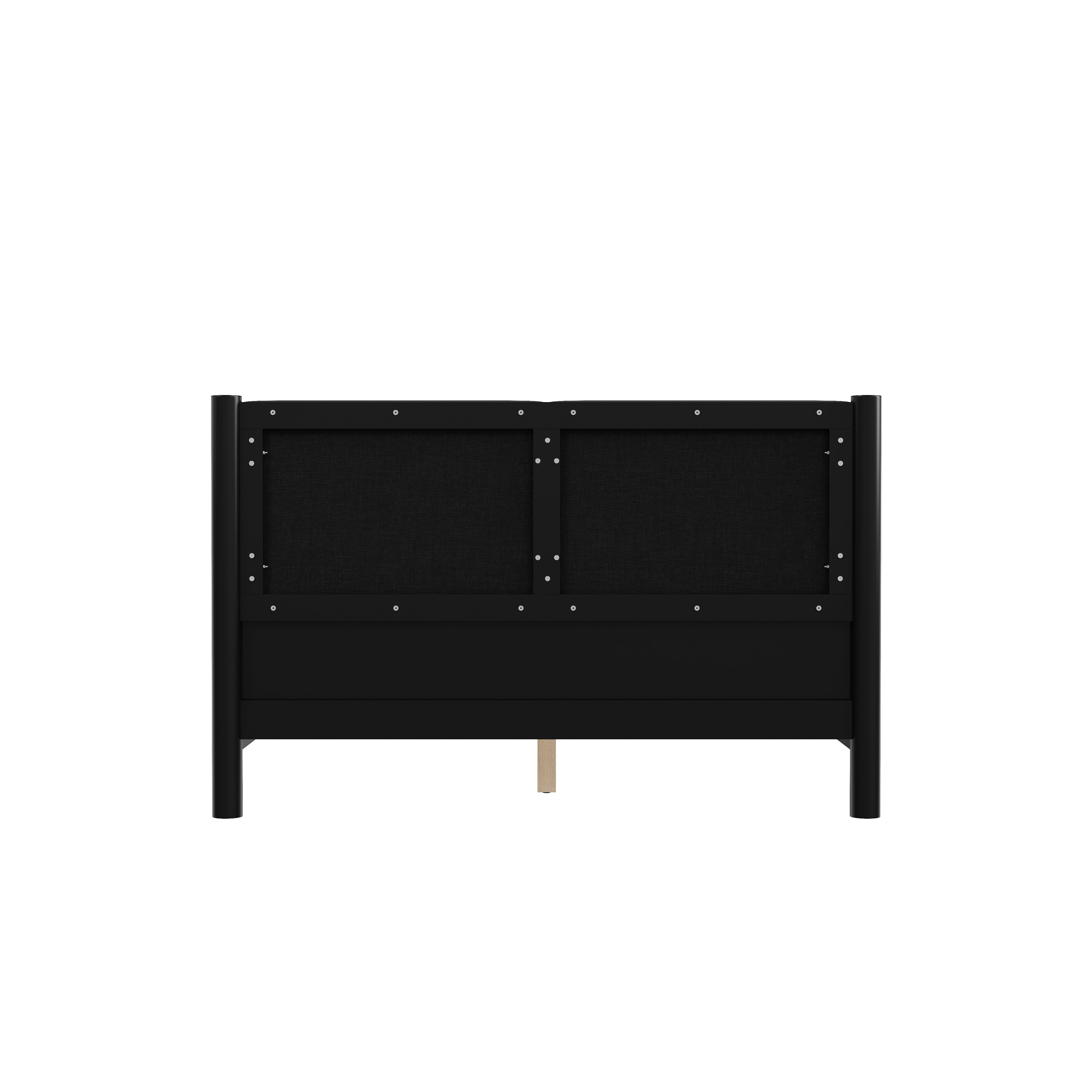 Euroco Wood Queen Size Platform Bed with PU Leather Headboard, No Box Spring Needed, Black