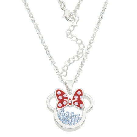 Disney Birthstone Minnie Mouse Silver Plated Shaker Pendant Necklace, 18+2" Extender