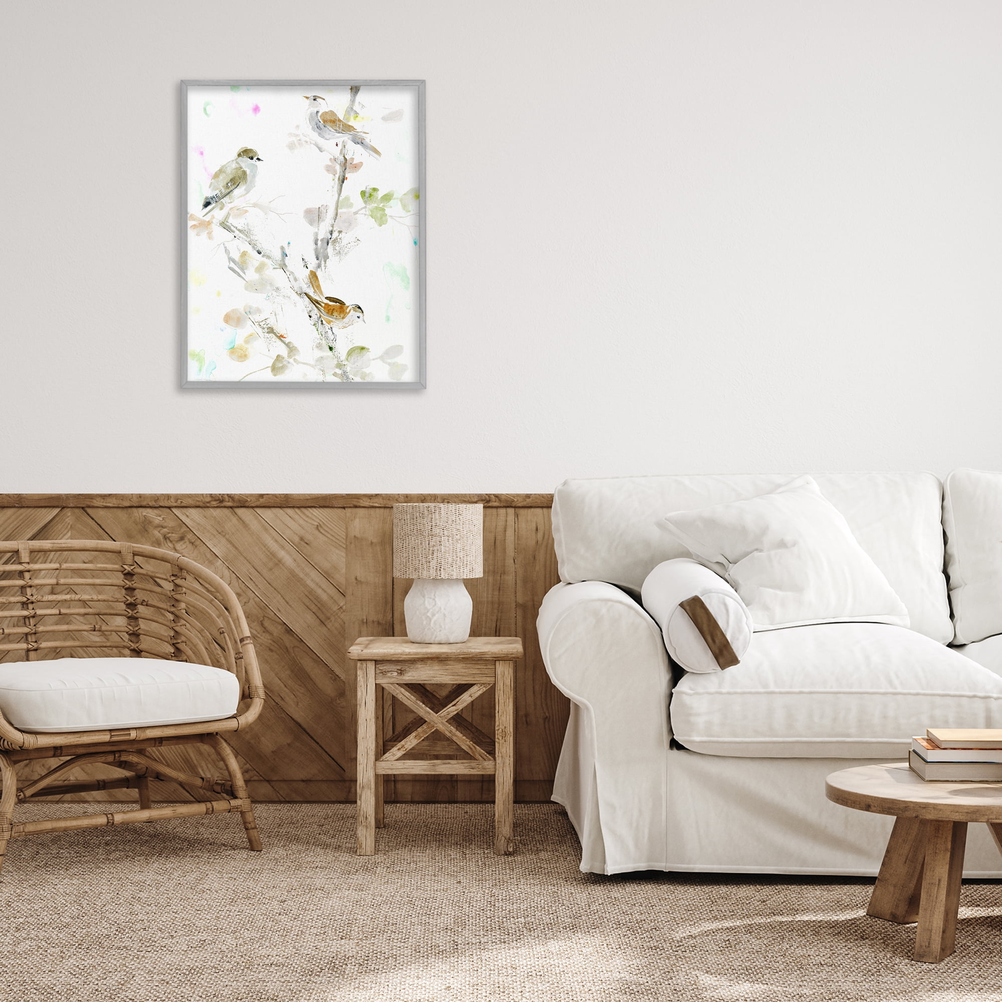 Stupell Industries Delicate Feathers Trio Gray Framed Giclee Art, design by Lorenzo Collective