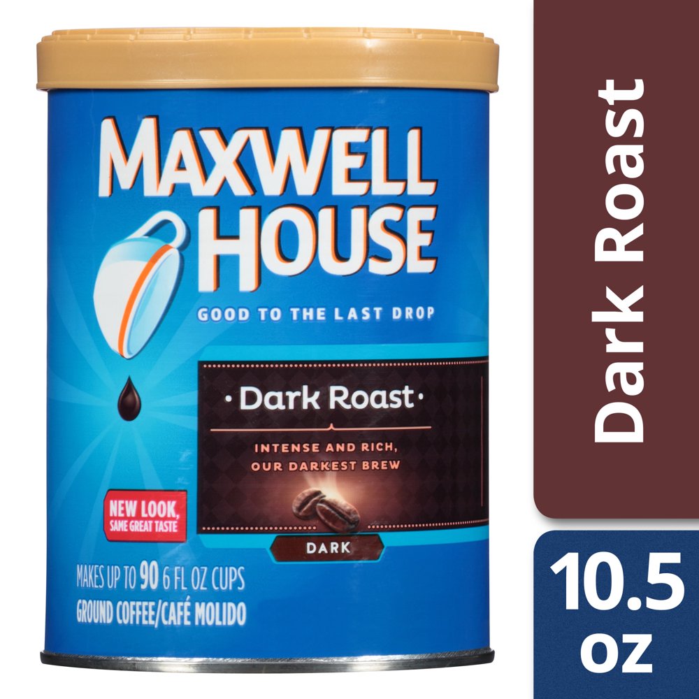 Maxwell House Dark Roast Ground Coffee, Caffeinated, 10.5 oz Can