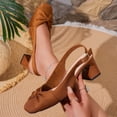 thumbnail image 3 of Letdown Women's Chunky Heels with Knitted Elastic Strap Slingback, Closed Pointed Toe Mid-Low Heel, Casual Party Dress Work Office Slip On Pumps Heels, 3 of 7