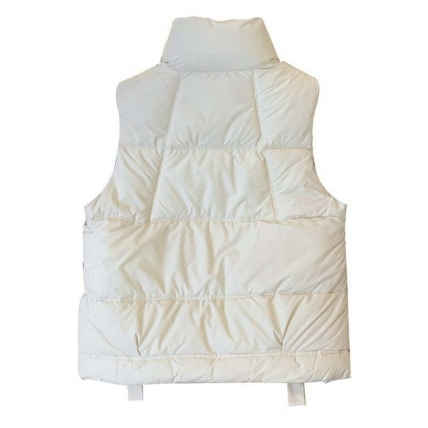 Gibobby chaqueta para Mujer de estilo clásico Chaqueta sin mangas de algodón cálida con cuello para mujer, cálida y ajustada, chamarra ligero de rendimiento de atlético y Y2K (Blanco, M)
