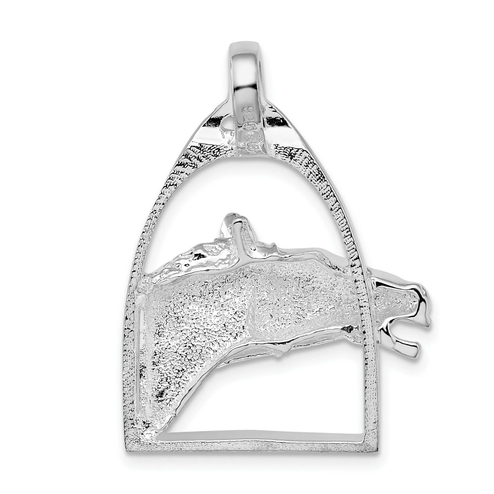 Sterling Silver Horse Head Pendant in Stirrup Frame, Equestrian Necklace for Women or Unisex, Western Style Animal Jewelry Symbolizing Strength and Freedom