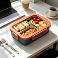 thumbnail image 2 of TACILIP Stationery Supplies, 1PCS Bento Box Lunch Box 3 Compartment Snack Containers Reusable Lunch Box Lunch Containers For Home Travel Work 720ml Equipped With Plastic Tableware, Womens Gifts, 2 of 6