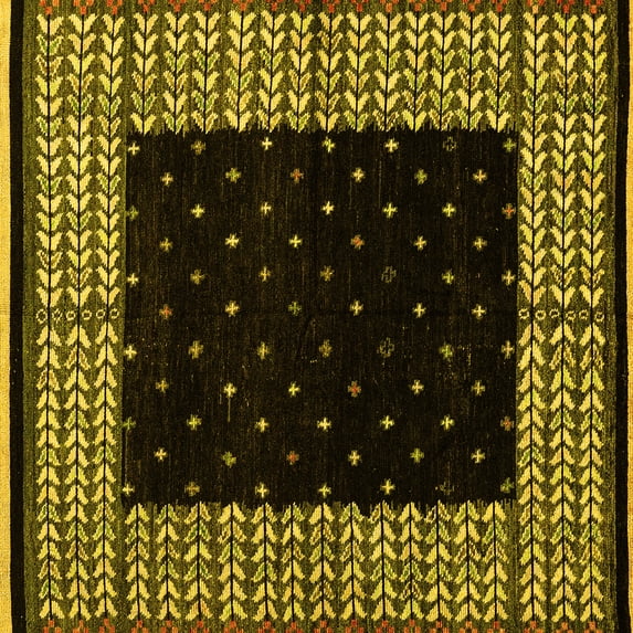 Ahgly Company Indoor Square Abstract Yellow Modern Area Rugs, 5' Square