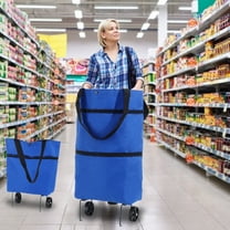 Jierger Shopping Bag with Wheels Protable Shopping Trolley Bag with Wheels Foldable Cart Rolling Grocery Handbag Large Capacity for Travel and Home