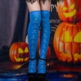 thumbnail image 2 of IWRICH Women's Halloween Skeleton Thigh High Socks over Knee Stockings with Double-Sided Printing Blue, 2 of 5