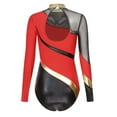 thumbnail image 7 of Zaldita Women's Gymnastics Leotard Metallic Color Block Rhinestones Athletics Bodysuit Ballet Dance Red L, 7 of 7