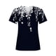thumbnail image 4 of ICHUANYI ClearanceWomen's Fashion V-neck Print Casual Loose Short Sleeve Top Short Sleeve V-neck Top/Shirt(Navy, S) ICHUANYI WER20232080503787, 4 of 5