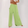 thumbnail image 4 of Olyvenn Trousers Pants for Women Loose Fit Elastic High Waist Wide Leg Pants Yoga Casual Outfits with Pockets 2025 Trendy Green 6, 4 of 7