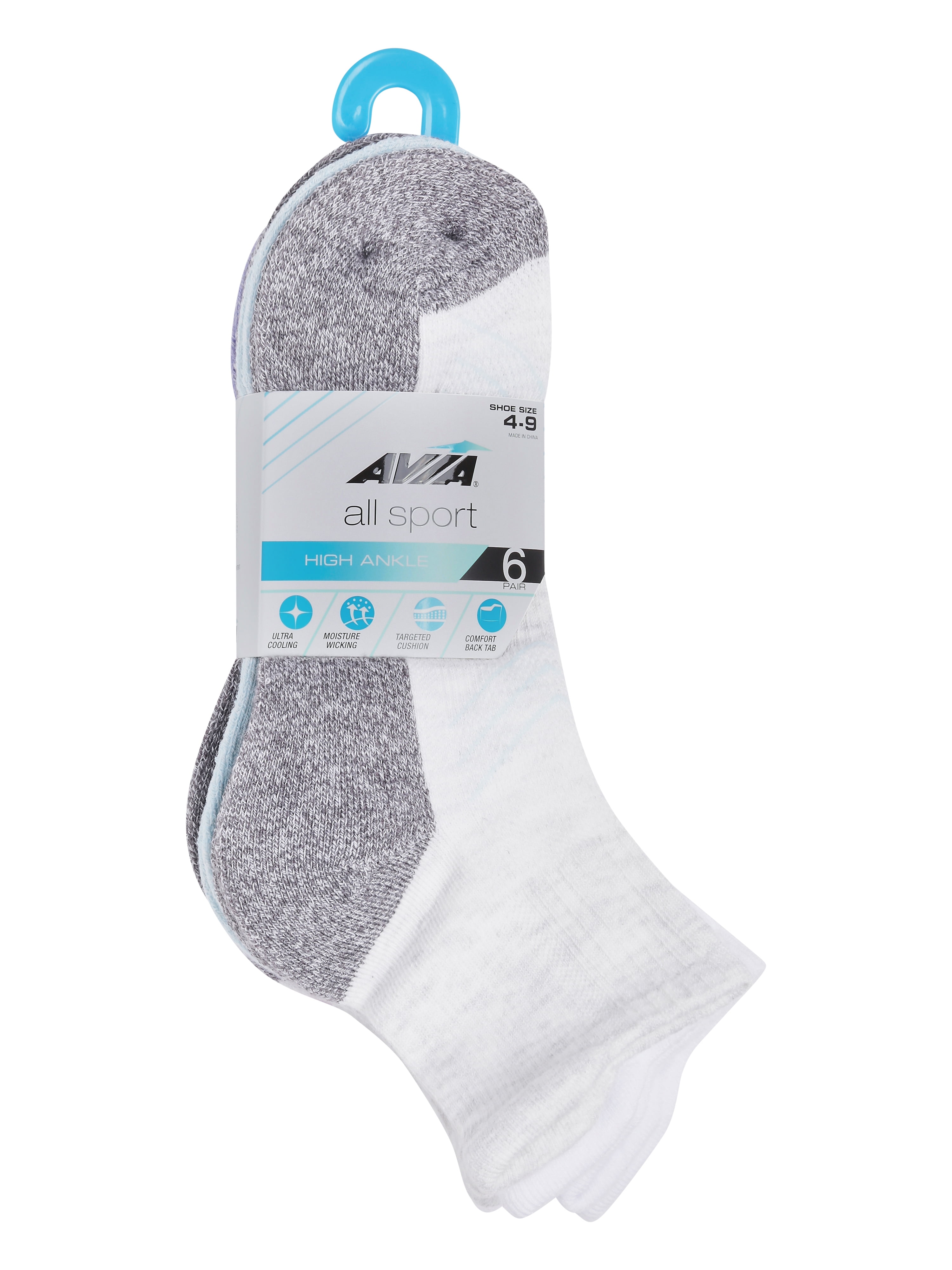 Avia Women's All Sport Cushion High Ankle Socks, 6-Pack