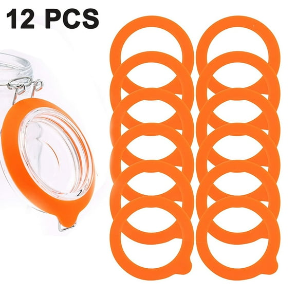 12 Pieces Silicone Replacement Gasket for Jars, Airtight Rubber Seals Rings for Glass Clip Top Jars, Leakproof Silicone Gasket Sealing Rings for Mason Jars, Elastic and Fits Most Sizes,Orange