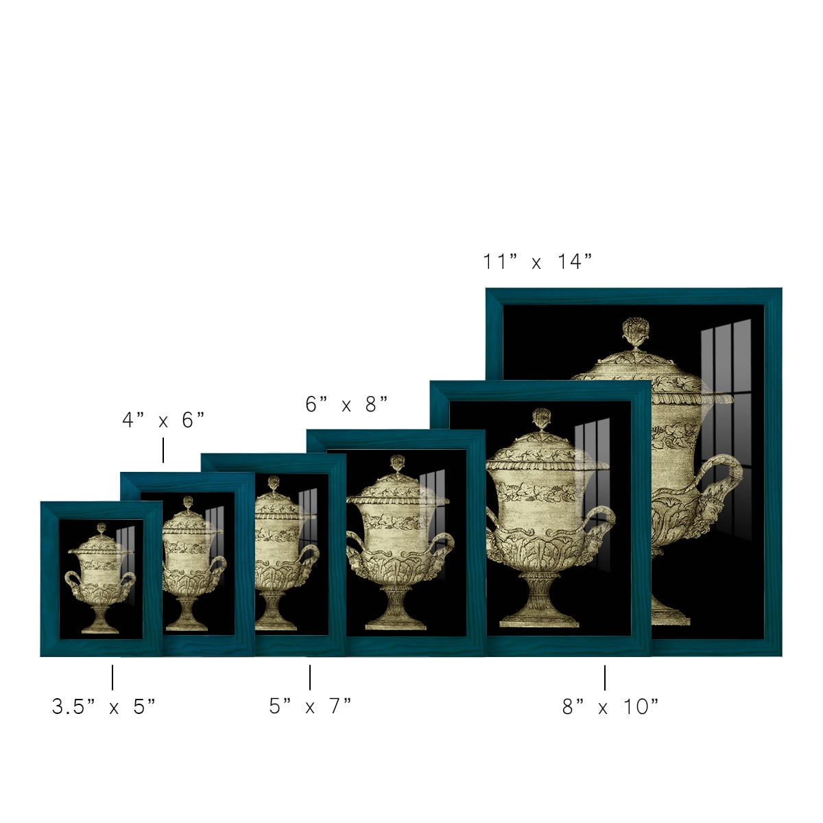 Garden Antiquities IV -Framed Print w/glass-Ocean Blue