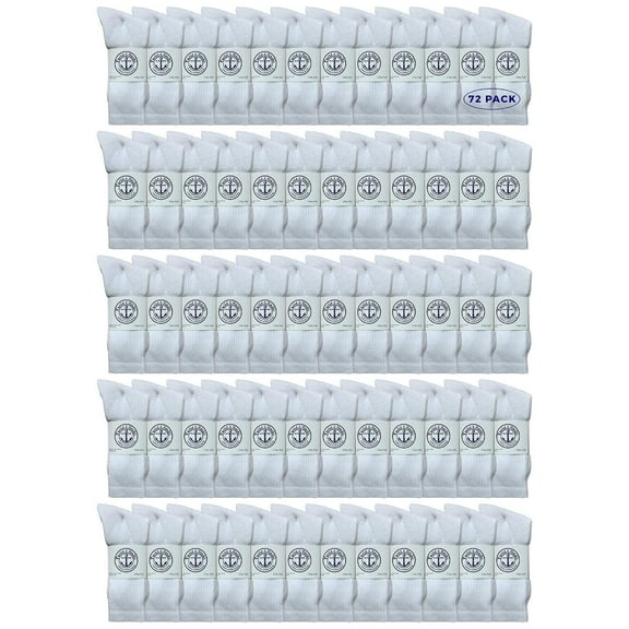 72 Pairs Of Yacht & Smith Wholesale Bulk Womens Crew Socks, Cotton Sport Athletic Socks - Size 9-11 (White)