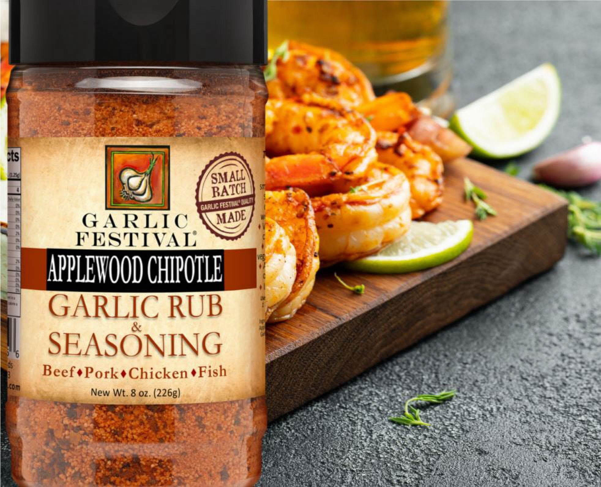 Garlic Festival Smoked Applewood Chipotle Garlic Rub & Seasoning