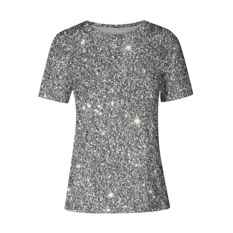 DDAPJ pyju Sequin Tops for Women 2025 Fashion Short Sleeve DDAPJ pyju Sequin Tops for Women 2025 Fashion Short Sleeve