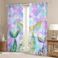 thumbnail image 2 of Mermaid Tail Curtains Party Purple Mermaid Tail Theme Blackout Curtains Glitter Mermaid Fish Scales Curtains & Drapes for Birthday Undersea Ocean Animal Print Window Treatments 52''Wx63''L, 2 of 5