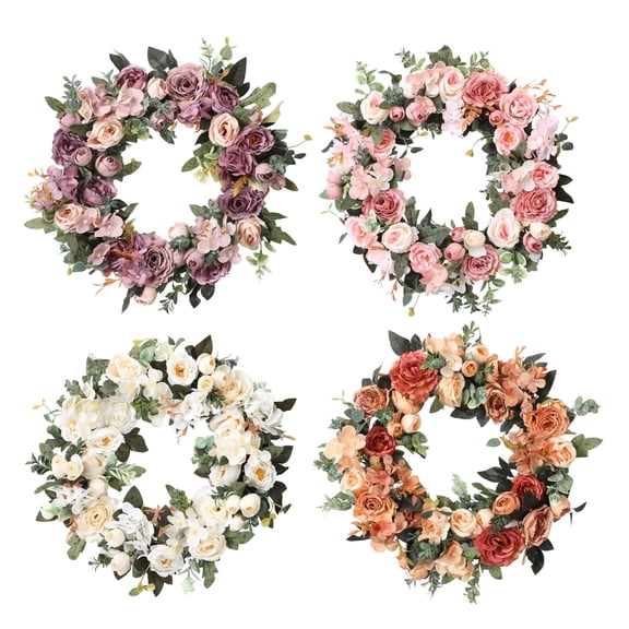 Hagloyecr 2026 Artificial and Dried Flower Home Door Wreath Large Garland Artificial Peony Flower Wreath Wall Hanging Door Decoration Farmhouse Deocr Brown
