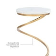 thumbnail image 5 of Bowery Hill Round Modern Metal & Marble Drink Table w/ Spiral Base in Gold/White, 5 of 10