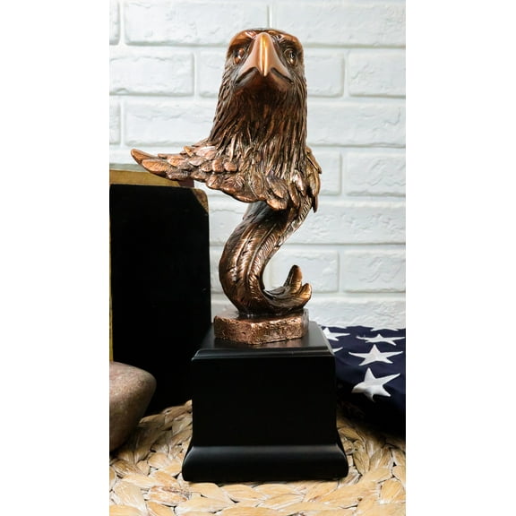 Medium Majestic American Bald Eagle Head Bust Bronzed Resin Figurine 8.5"Tall