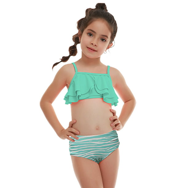 Verandering timmerman vermijden UPAIRKIDS Kids Girls Beach Swimwear Summer Ruffle Two Pieces Bikini Set  Blue 4T-5T - Walmart.com