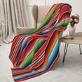 thumbnail image 3 of Disketp Mexican Serape Blanket Stripes Cozy Flannel Fleece Throw Blanket: Has a velvety texture for All Seasons - Perfect for Women, Men, & Kids"40"x30", 3 of 6