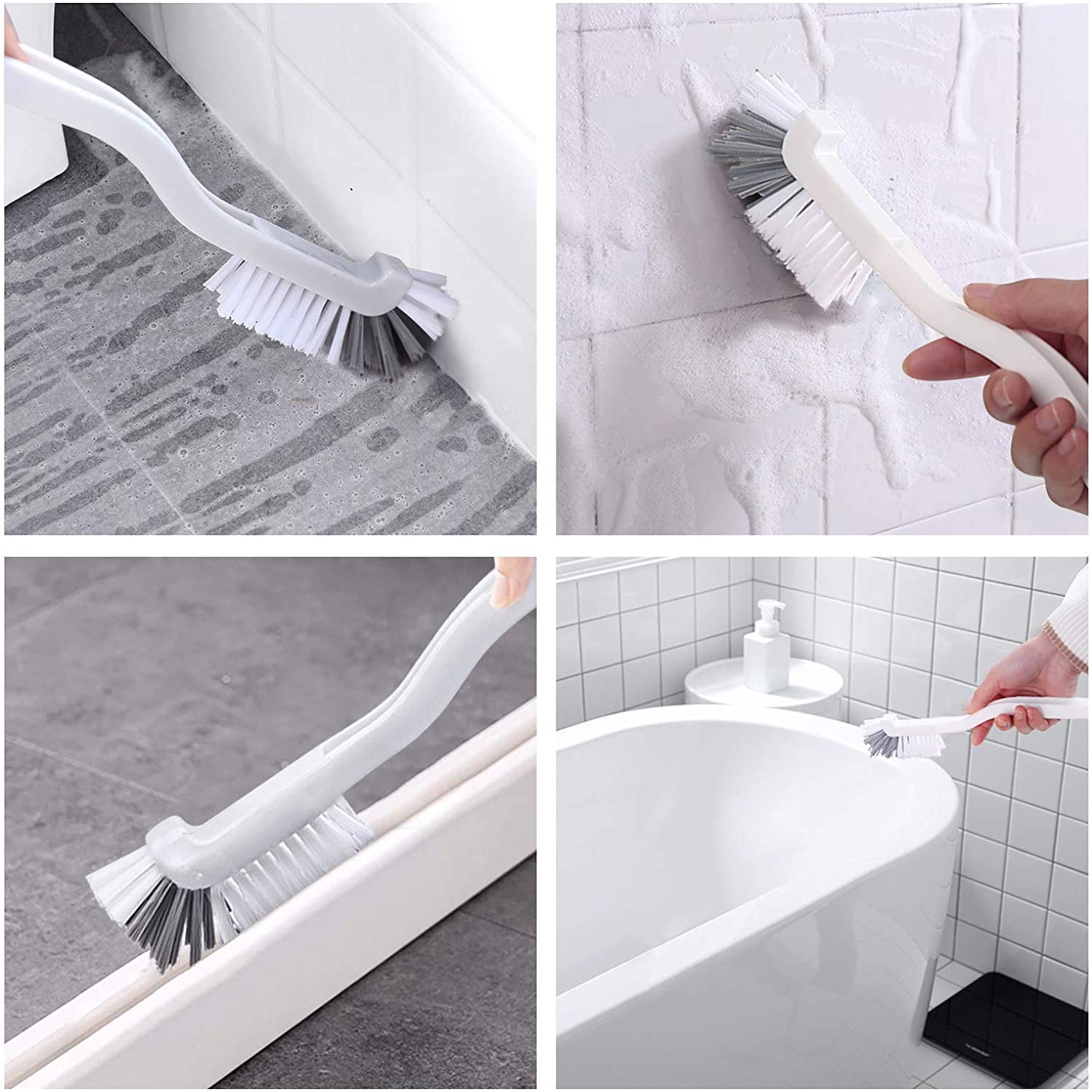 Mouliraty Cleaning Brushes with Handles 2 Pcs Cleaning Brush Small Stiff Scrub Brush for Cleaning Sink Scrub Brush Bathroom Kitchen Edge Corner Grout