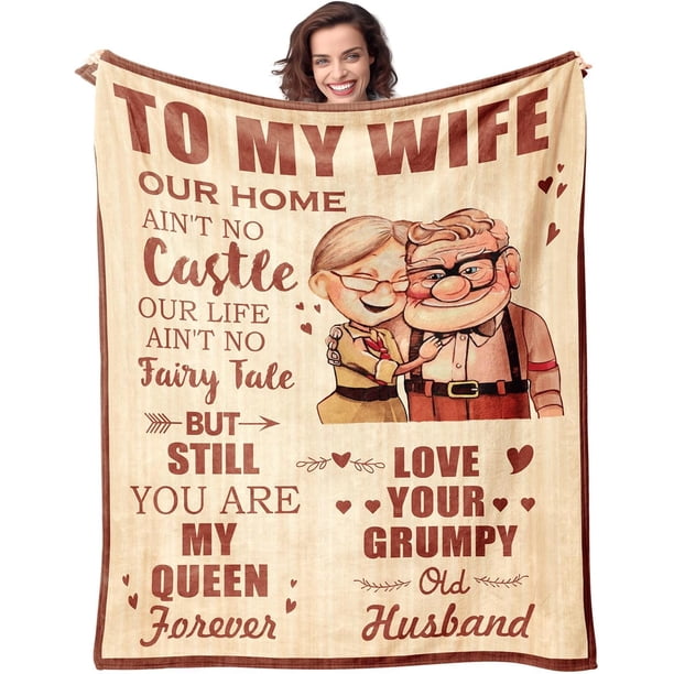 LHSHID Wife Blanket Gifts for Wife on Mothers Day to My Wife Soft Throw Blanket Christmas Birthday Present for Wife from Husband Romantic Gifts for Her 40"x50"