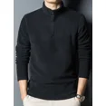 thumbnail image 3 of Sudadera de manga larga con media cremallera y otoño para hombre, jersey de cuello alto de forro polar, ropa de calle Y2K de color sólido, 3 of 5