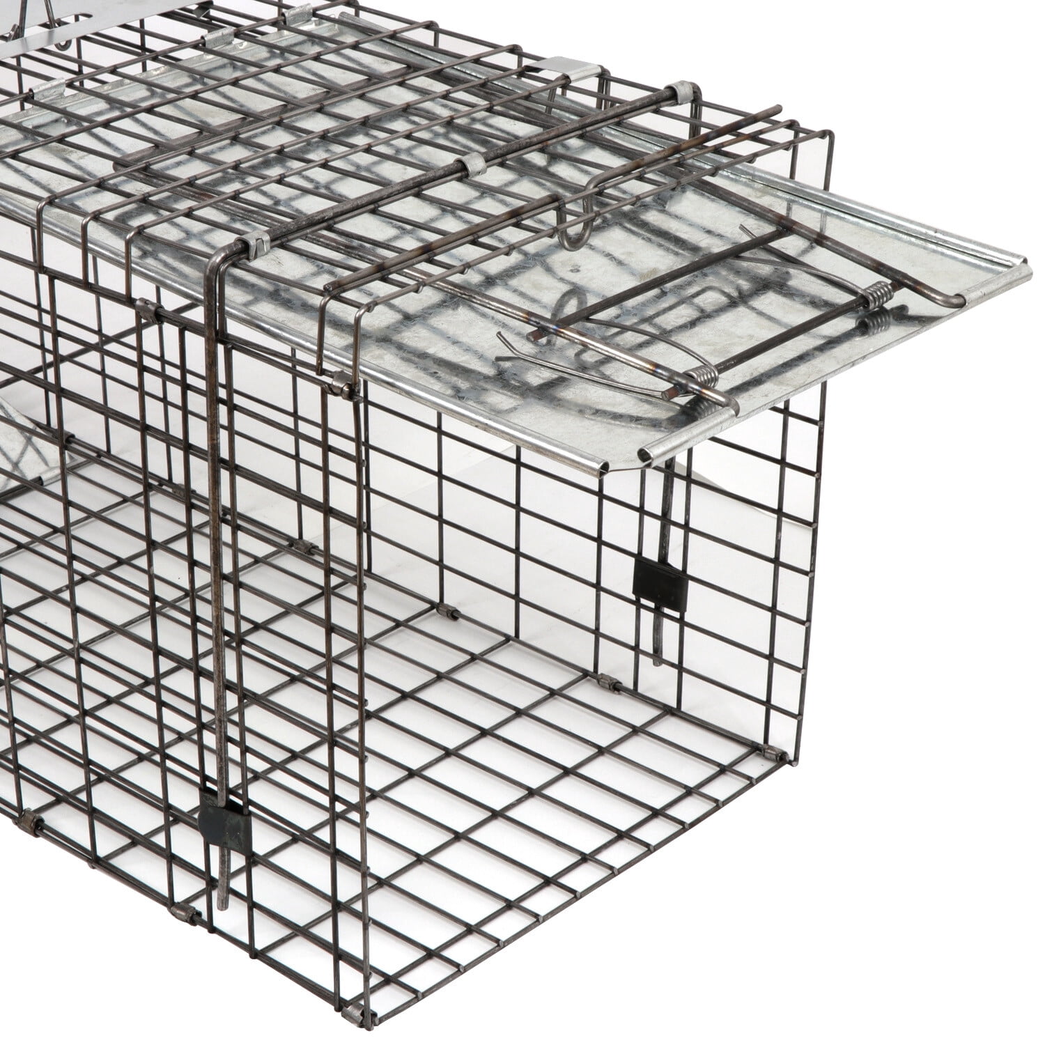 SuperDeal 32"L x 12"H Animal Trap Net Cage Capture Tool Collapsible Pedal Spring-Loaded Door