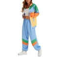 thumbnail image 5 of FYEGRE Women's Color Block 2 Piece 80s 90s Outfits Long Sleeve Windbreaker Jacket Tracksuit Set Multicolour M, 5 of 6