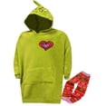 thumbnail image 2 of MJC Girls Dr. Seuss The Grinch Three Sizes Plush Hooded Lounger with Socks (12), 2 of 2