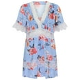 thumbnail image 3 of GORHGORH Womens Floral Print Lace Stitching Short Sleeve Sexy V-Neck Wrap Dress, 3 of 4