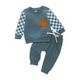 thumbnail image 3 of Boys Two Piece Outfits Athletic Toddler Baby Boy Fall Winter Clothes Contrast Color Long Sleeve Sweatshirt + Joggers Pants Two Piece Outfits Set, 3 of 5