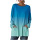 thumbnail image 5 of TaTaai Women‘s Casual Round Neck Gradient Long Sleeve Blouse With Pockets Loose Fit Solid Color T Shirts Soft Polyester Daily Holiday Travel Top Gift, 5 of 7
