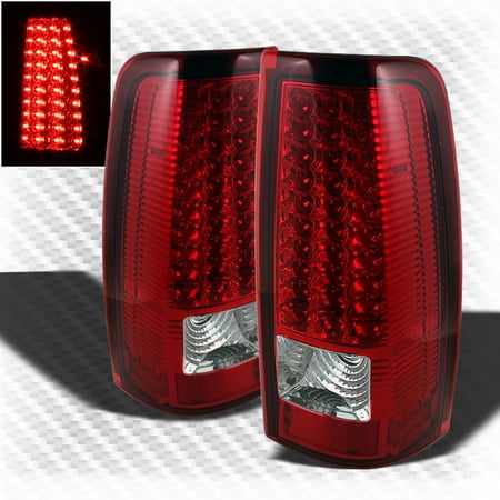 Chevy Silverado Tail Lamp For 1999-2002 Chevy Silverado 1999-2003 GMC Sierra LED Red Clear Tail Lights Lamp Pair Left+Right 2000 2001 ()