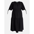 thumbnail image 4 of Terra & Sky Women’s Plus Tiered Midi Dress with Short Puff Tie Sleeves, Sizes 0X-5X, 4 of 4