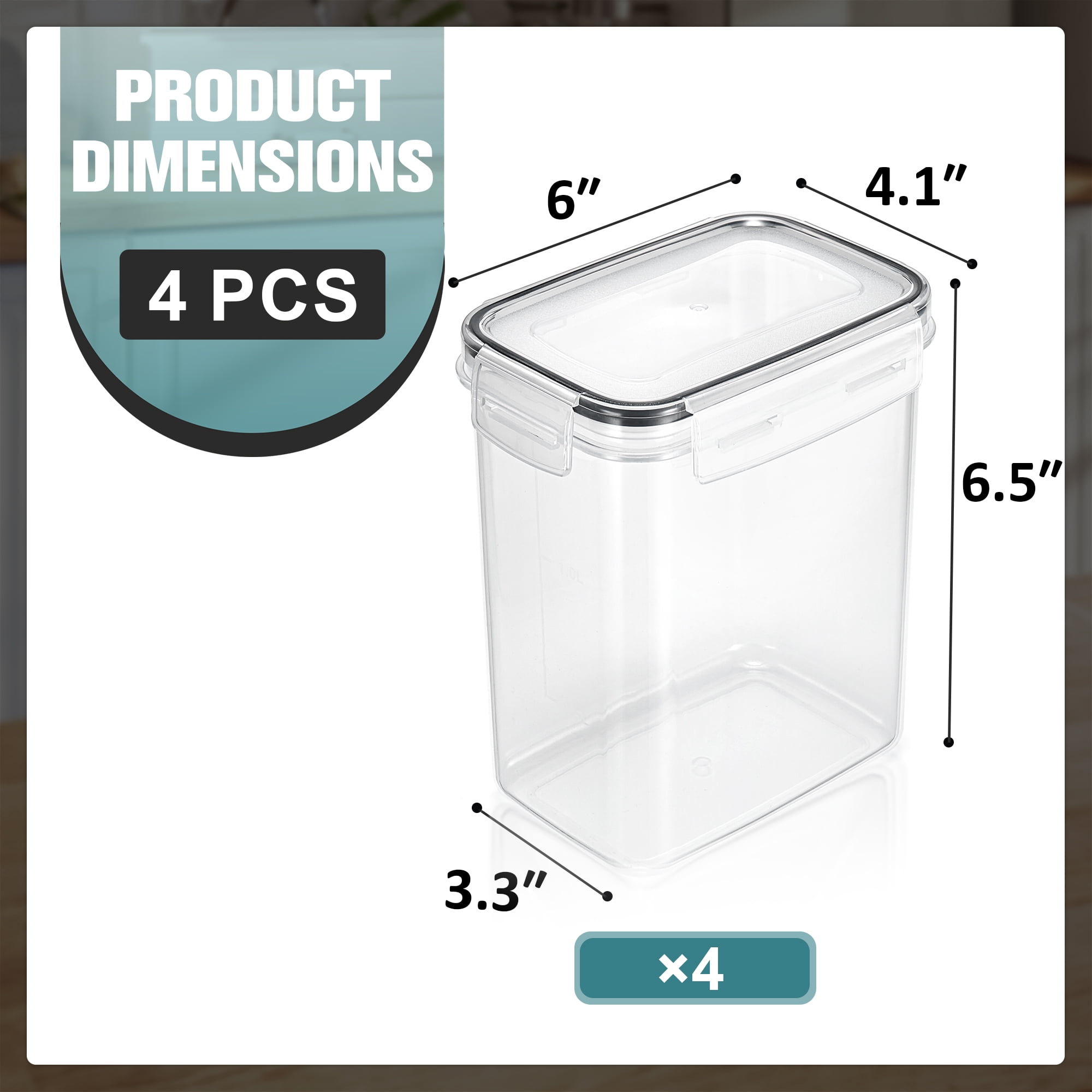 Sorbus Airtight Food Storage Containers 4 Pack 54.1 oz with Lids, Labels & Spoons BPA Free