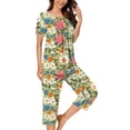 thumbnail image 6 of CAZOFW Pajamas for Women,2 Piece Floral Short Sleeve Top,Capri Pant,Lounge Sleepwear Sizes S-3X, 6 of 6