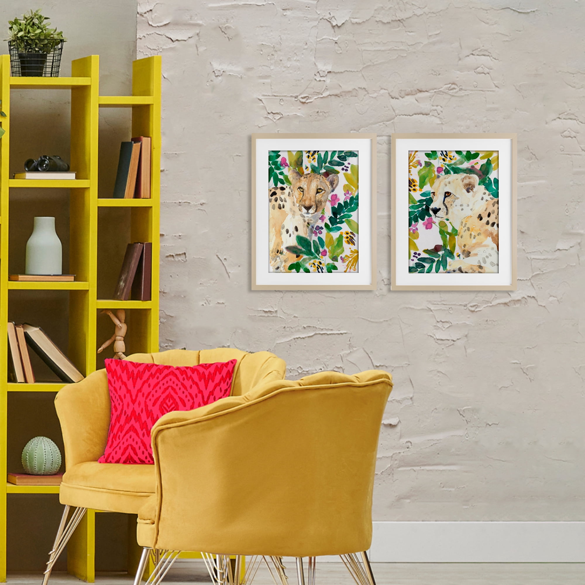 Stupell Industries Botanical Garden Wildlife 2 Piece Birch Framed Print Under Glass Set, design by Lanie Loreth